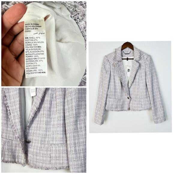 NWT White House black market tweed blazer Sz 14 Purple White - Picture 5 of 10